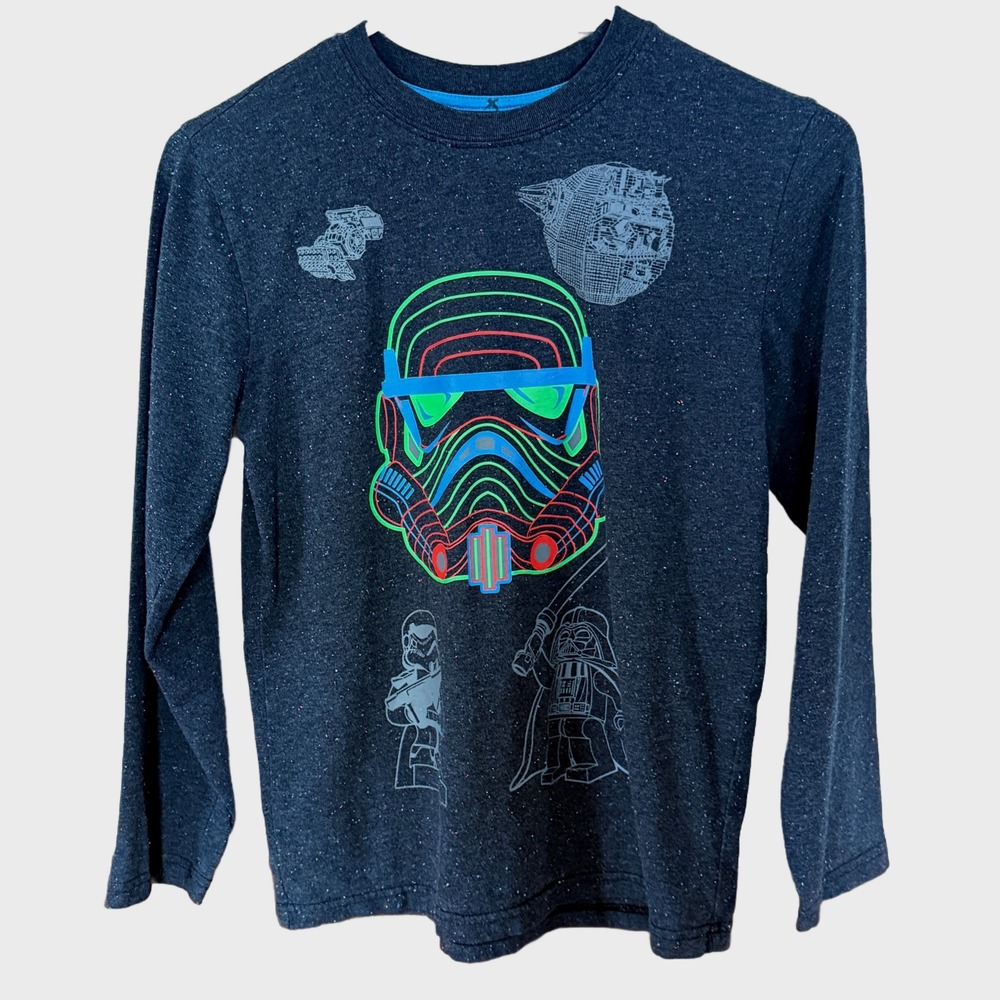 Lego Star Wars Boys Gray Neon Stormtrooper Long Sleeve Graphic Tee Size L 10/12*